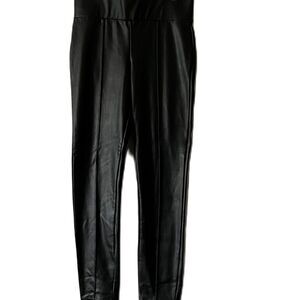 Blue Rain Vegan Leather Pull On Wide Waistband Skinny Pants Size M Black